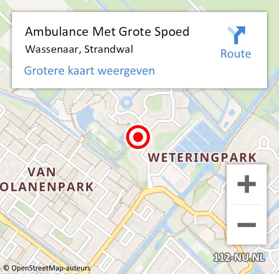 Locatie op kaart van de 112 melding: Ambulance Met Grote Spoed Naar Wassenaar, Strandwal op 5 mei 2024 01:18