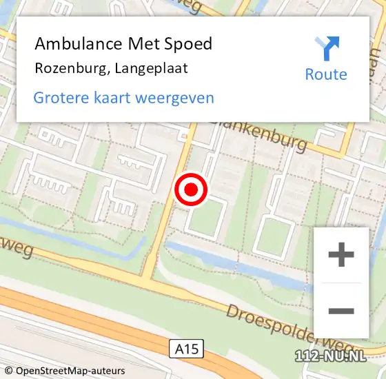 Locatie op kaart van de 112 melding: Ambulance Met Spoed Naar Rozenburg, Langeplaat op 5 mei 2024 01:36