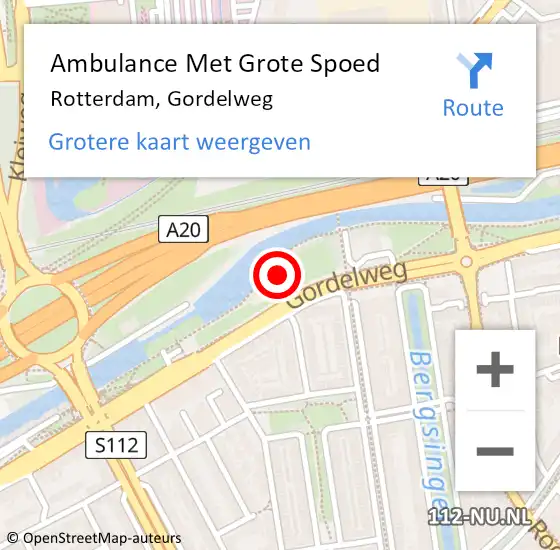Locatie op kaart van de 112 melding: Ambulance Met Grote Spoed Naar Rotterdam, Gordelweg op 5 mei 2024 01:44
