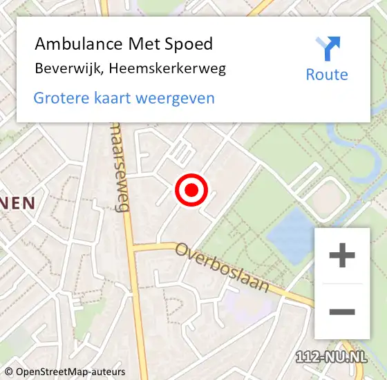 Locatie op kaart van de 112 melding: Ambulance Met Spoed Naar Beverwijk, Heemskerkerweg op 5 mei 2024 01:52