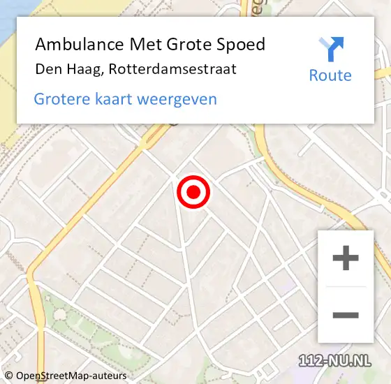 Locatie op kaart van de 112 melding: Ambulance Met Grote Spoed Naar Den Haag, Rotterdamsestraat op 5 mei 2024 02:22