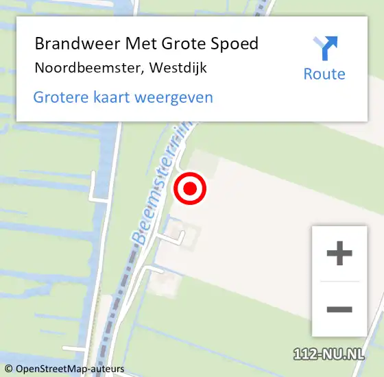 Locatie op kaart van de 112 melding: Brandweer Met Grote Spoed Naar Noordbeemster, Westdijk op 5 mei 2024 02:43