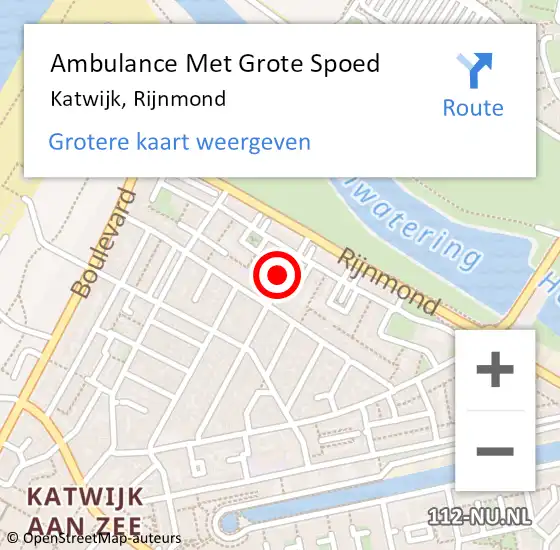 Locatie op kaart van de 112 melding: Ambulance Met Grote Spoed Naar Katwijk, Rijnmond op 5 mei 2024 02:46