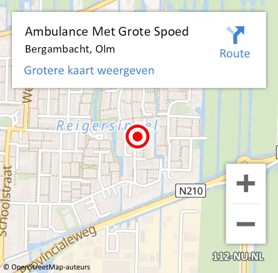 Locatie op kaart van de 112 melding: Ambulance Met Grote Spoed Naar Bergambacht, Olm op 5 mei 2024 02:58