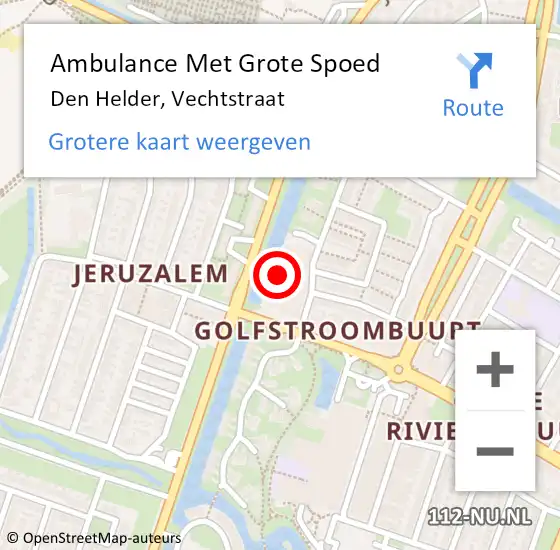 Locatie op kaart van de 112 melding: Ambulance Met Grote Spoed Naar Den Helder, Vechtstraat op 5 mei 2024 03:04