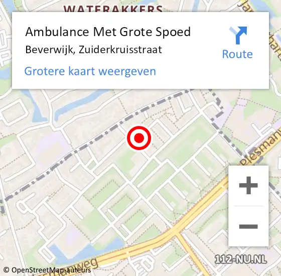 Locatie op kaart van de 112 melding: Ambulance Met Grote Spoed Naar Beverwijk, Zuiderkruisstraat op 5 mei 2024 03:20