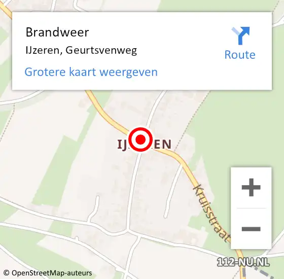 Locatie op kaart van de 112 melding: Brandweer IJzeren, Herenvennenweg op 4 oktober 2014 18:22