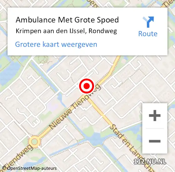 Locatie op kaart van de 112 melding: Ambulance Met Grote Spoed Naar Krimpen aan den IJssel, Rondweg op 5 mei 2024 03:35
