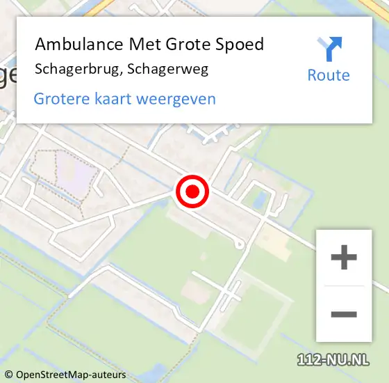 Locatie op kaart van de 112 melding: Ambulance Met Grote Spoed Naar Schagerbrug, Schagerweg op 5 mei 2024 03:45