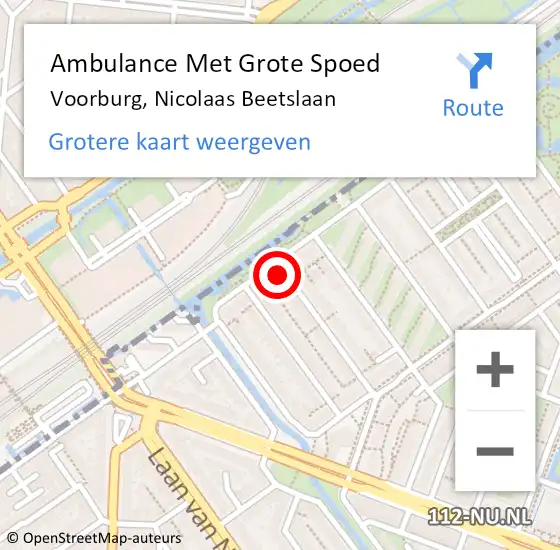 Locatie op kaart van de 112 melding: Ambulance Met Grote Spoed Naar Voorburg, Nicolaas Beetslaan op 5 mei 2024 04:10