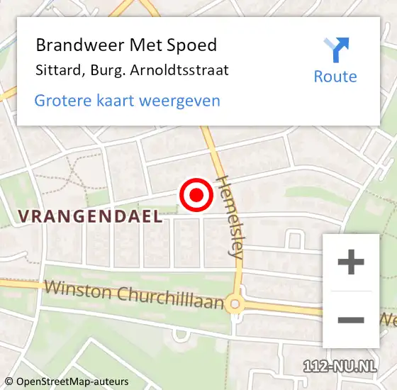 Locatie op kaart van de 112 melding: Brandweer Met Spoed Naar Sittard, Burg. Arnoldtsstraat op 5 mei 2024 04:12