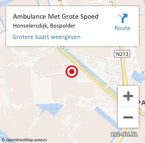 Locatie op kaart van de 112 melding: Ambulance Met Grote Spoed Naar Honselersdijk, Bospolder op 5 mei 2024 05:41