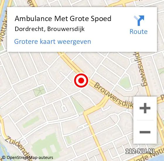 Locatie op kaart van de 112 melding: Ambulance Met Grote Spoed Naar Dordrecht, Brouwersdijk op 5 mei 2024 06:17