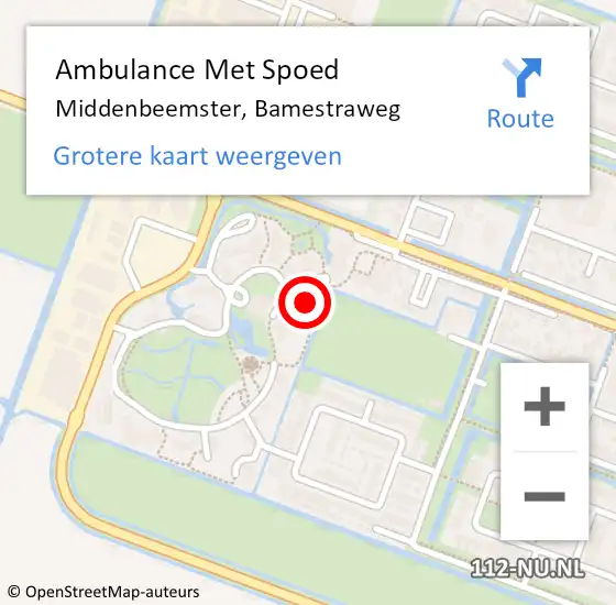 Locatie op kaart van de 112 melding: Ambulance Met Spoed Naar Middenbeemster, Bamestraweg op 5 mei 2024 06:46