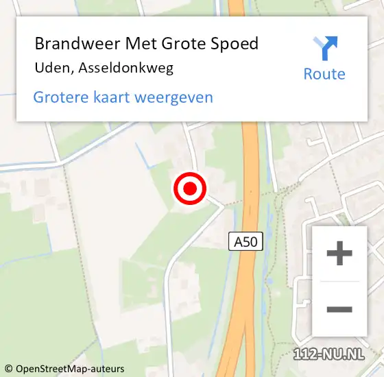 Locatie op kaart van de 112 melding: Brandweer Met Grote Spoed Naar Uden, Asseldonkweg op 5 mei 2024 07:05