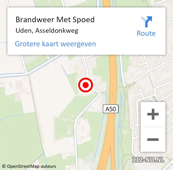 Locatie op kaart van de 112 melding: Brandweer Met Spoed Naar Uden, Asseldonkweg op 5 mei 2024 07:08