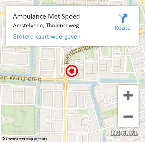Locatie op kaart van de 112 melding: Ambulance Met Spoed Naar Amstelveen, Tholenseweg op 5 mei 2024 07:42