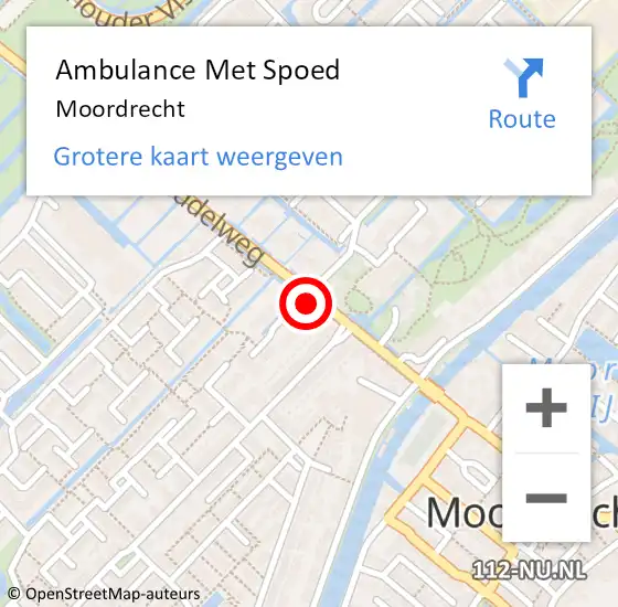 Locatie op kaart van de 112 melding: Ambulance Met Spoed Naar Moordrecht op 5 mei 2024 07:45