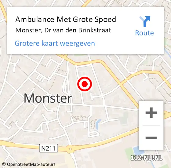 Locatie op kaart van de 112 melding: Ambulance Met Grote Spoed Naar Monster, Dr van den Brinkstraat op 5 mei 2024 07:47