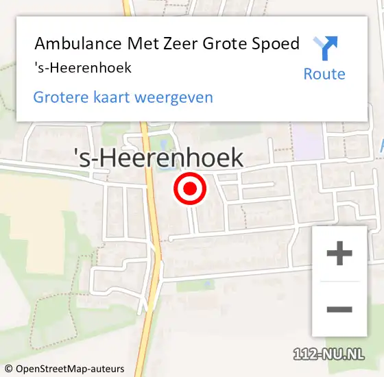 Locatie op kaart van de 112 melding: Ambulance Met Zeer Grote Spoed Naar 's-Heerenhoek op 5 mei 2024 07:54