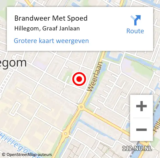 Locatie op kaart van de 112 melding: Brandweer Met Spoed Naar Hillegom, Graaf Janlaan op 5 mei 2024 08:04
