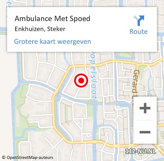 Locatie op kaart van de 112 melding: Ambulance Met Spoed Naar Enkhuizen, Steker op 5 mei 2024 08:21