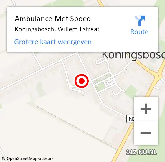 Locatie op kaart van de 112 melding: Ambulance Met Spoed Naar Koningsbosch, Willem I straat op 5 mei 2024 08:34