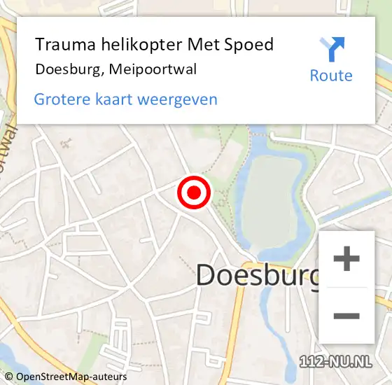 Locatie op kaart van de 112 melding: Trauma helikopter Met Spoed Naar Doesburg, Meipoortwal op 5 mei 2024 08:42