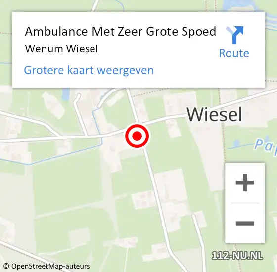 Locatie op kaart van de 112 melding: Ambulance Met Zeer Grote Spoed Naar Wenum Wiesel op 5 mei 2024 09:06