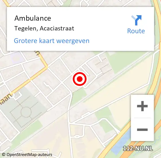 Locatie op kaart van de 112 melding: Ambulance Tegelen, Acaciastraat op 4 oktober 2014 18:44