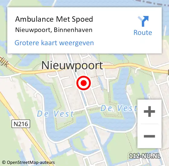 Locatie op kaart van de 112 melding: Ambulance Met Spoed Naar Nieuwpoort, Binnenhaven op 5 mei 2024 09:42