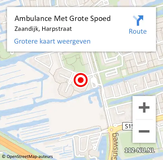 Locatie op kaart van de 112 melding: Ambulance Met Grote Spoed Naar Zaandijk, Harpstraat op 5 mei 2024 09:43