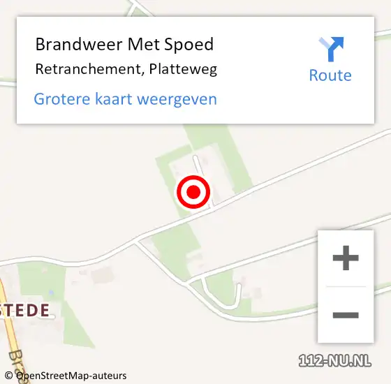 Locatie op kaart van de 112 melding: Brandweer Met Spoed Naar Retranchement, Platteweg op 4 oktober 2014 18:46