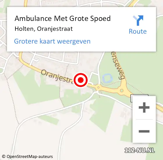 Locatie op kaart van de 112 melding: Ambulance Met Grote Spoed Naar Holten, Oranjestraat op 5 mei 2024 09:51