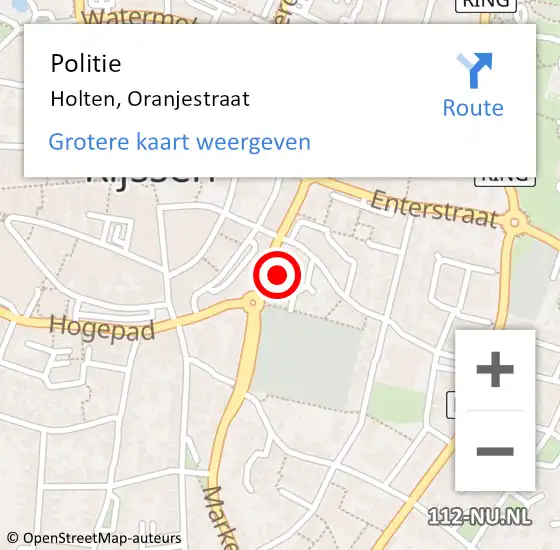 Locatie op kaart van de 112 melding: Politie Holten, Oranjestraat op 5 mei 2024 10:10