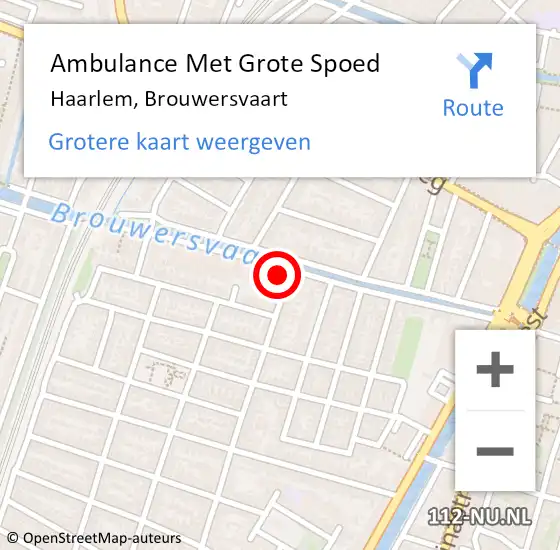 Locatie op kaart van de 112 melding: Ambulance Met Grote Spoed Naar Haarlem, Brouwersvaart op 5 mei 2024 10:20