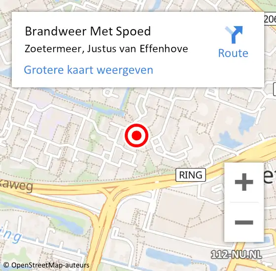 Locatie op kaart van de 112 melding: Brandweer Met Spoed Naar Zoetermeer, Justus van Effenhove op 5 mei 2024 10:24