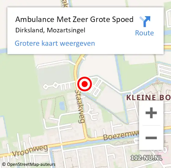 Locatie op kaart van de 112 melding: Ambulance Met Zeer Grote Spoed Naar Dirksland, Mozartsingel op 5 mei 2024 10:30