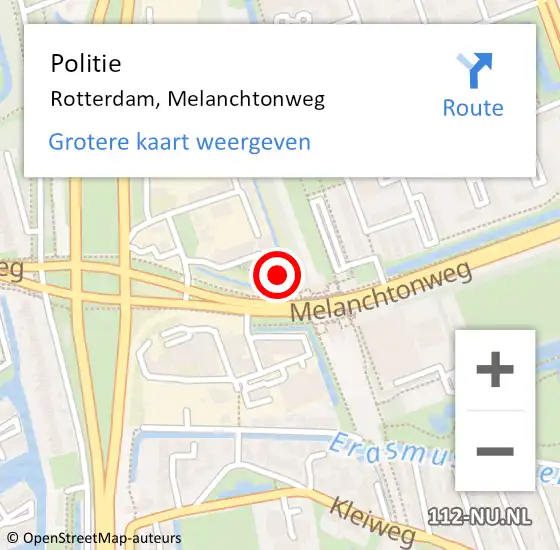 Locatie op kaart van de 112 melding: Politie Rotterdam, Melanchtonweg op 5 mei 2024 10:32