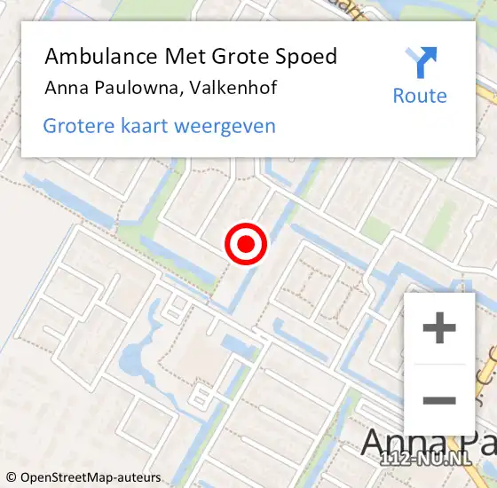 Locatie op kaart van de 112 melding: Ambulance Met Grote Spoed Naar Anna Paulowna, Valkenhof op 5 mei 2024 10:43