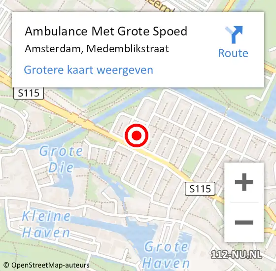 Locatie op kaart van de 112 melding: Ambulance Met Grote Spoed Naar Amsterdam, Medemblikstraat op 5 mei 2024 10:47