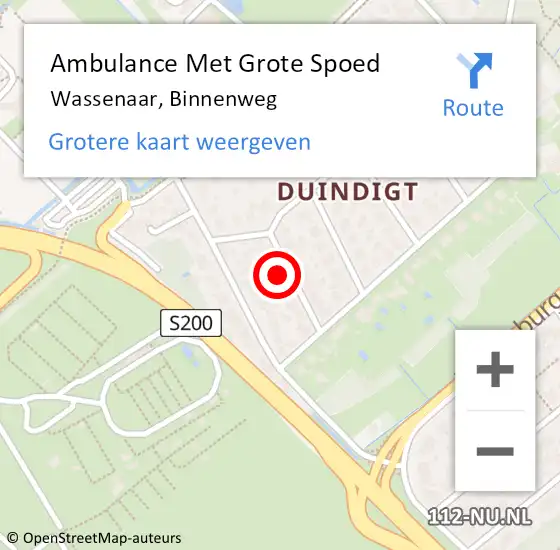 Locatie op kaart van de 112 melding: Ambulance Met Grote Spoed Naar Wassenaar, Binnenweg op 5 mei 2024 10:52