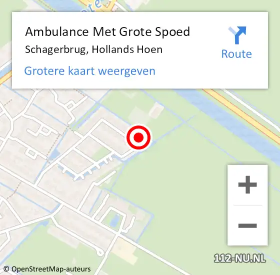 Locatie op kaart van de 112 melding: Ambulance Met Grote Spoed Naar Schagerbrug, Hollands Hoen op 5 mei 2024 10:57