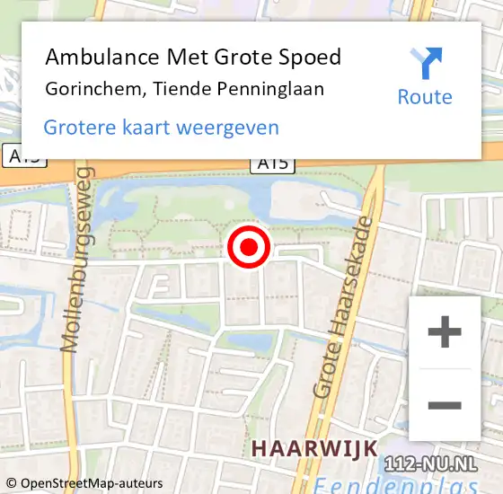 Locatie op kaart van de 112 melding: Ambulance Met Grote Spoed Naar Gorinchem, Tiende Penninglaan op 5 mei 2024 11:11