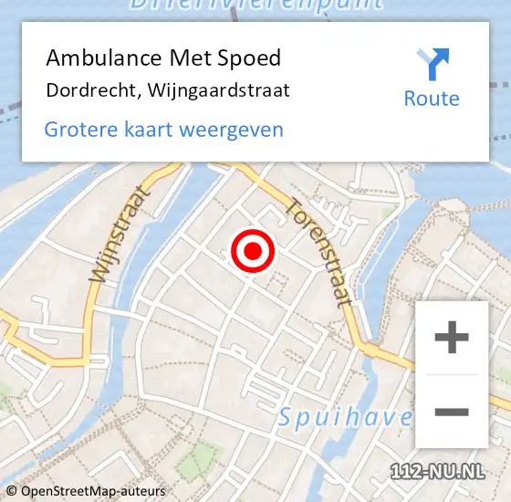 Locatie op kaart van de 112 melding: Ambulance Met Spoed Naar Dordrecht, Wijngaardstraat op 5 mei 2024 11:12