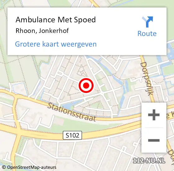 Locatie op kaart van de 112 melding: Ambulance Met Spoed Naar Rhoon, Jonkerhof op 5 mei 2024 11:12