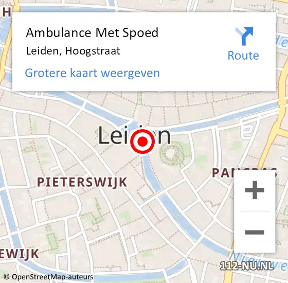 Locatie op kaart van de 112 melding: Ambulance Met Spoed Naar Leiden, Hoogstraat op 5 mei 2024 11:13