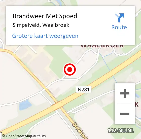 Locatie op kaart van de 112 melding: Brandweer Met Spoed Naar Simpelveld, Waalbroek op 5 mei 2024 11:16