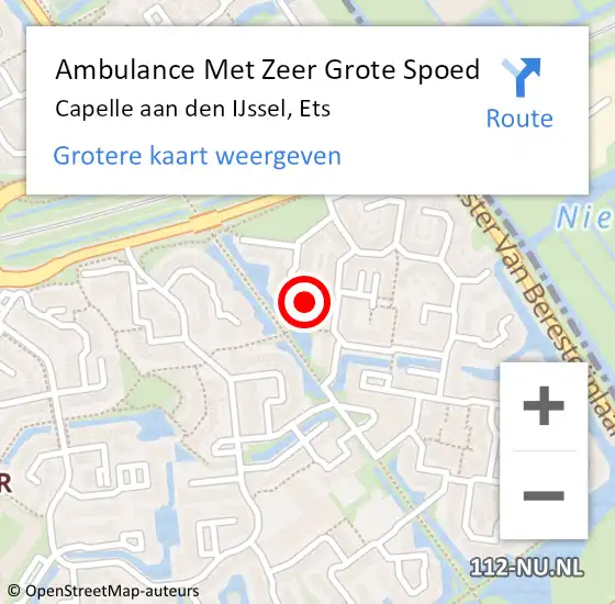 Locatie op kaart van de 112 melding: Ambulance Met Zeer Grote Spoed Naar Capelle aan den IJssel, Ets op 5 mei 2024 11:22
