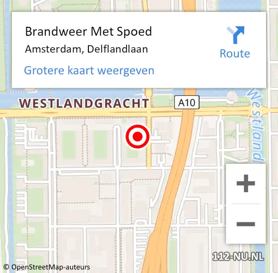 Locatie op kaart van de 112 melding: Brandweer Met Spoed Naar Amsterdam, Delflandlaan op 5 mei 2024 11:24